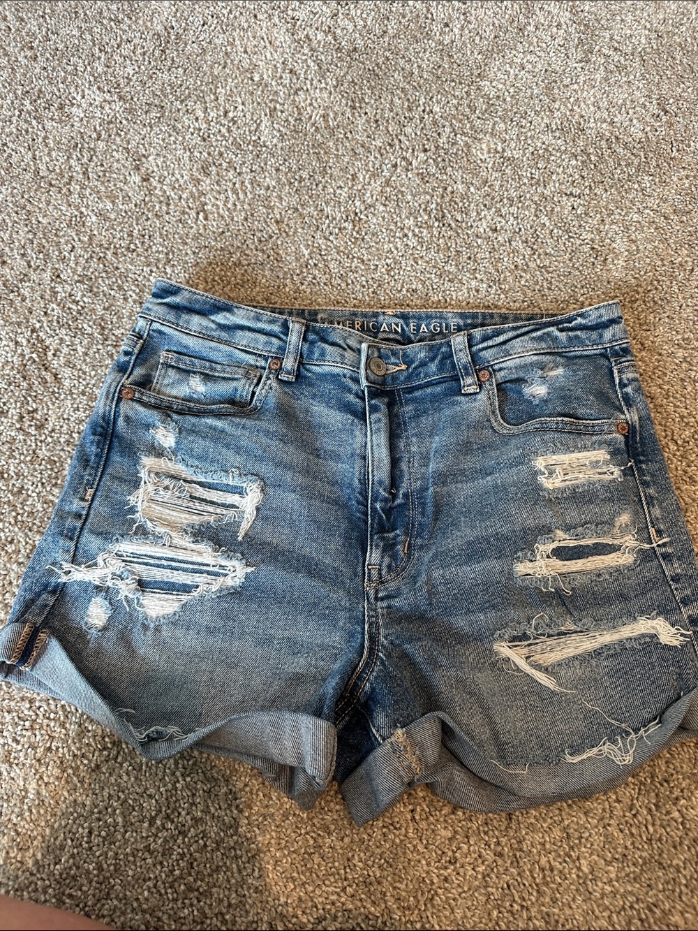 American Eagle Outfitters Women's Distressed Jean Shorts - Light Blue